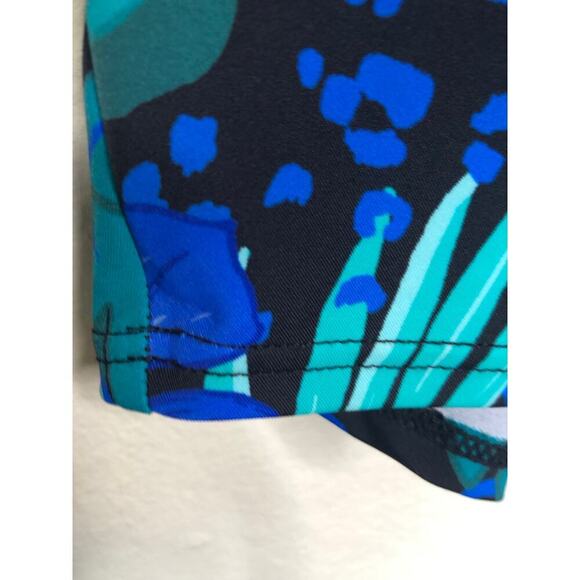 Swimsuits For All Plus Sz 26 Blue Hawaiian High Neck Wrap Swimdress Beach - Picture 16 of 16